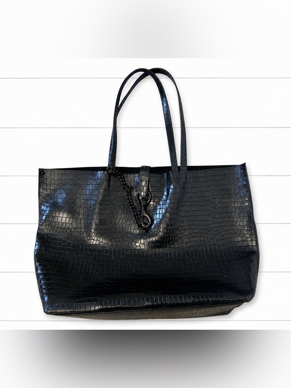 Rebecca Minkoff Black Croc-Embossed Tote